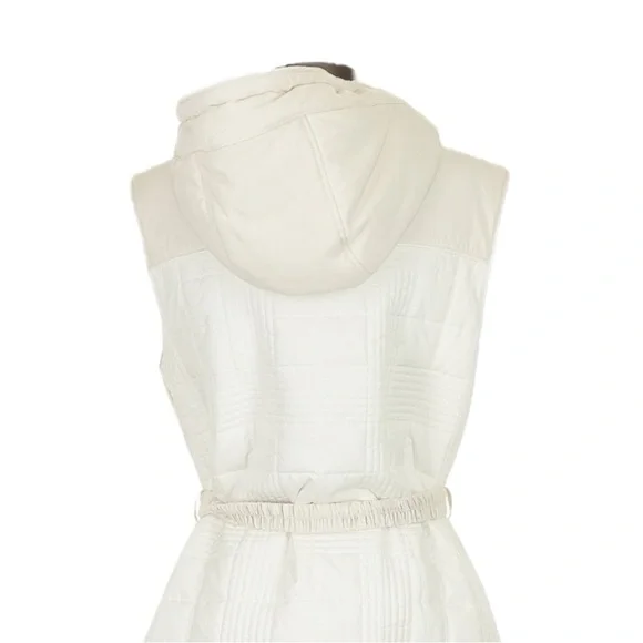 BOSS Hugo Boss Quilted Puffer Vest Dress NWT 4 Hooded Belt Water Repellent Ecru - Picture 5 of 12